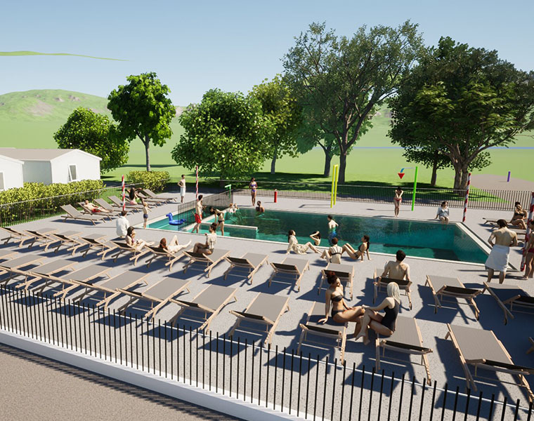 Réalisation d'une piscine pour un camping. 